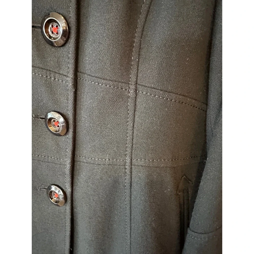 Vintage Miss Sixty M60 Black Wool Blend Peacoat Red Satin Lining Gothic Y2K XL